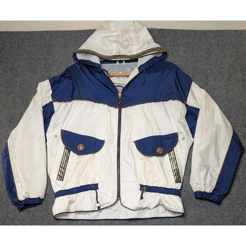 Vintage East West Action Design Jacket Women's Small Nautical Navy White‎ 80's